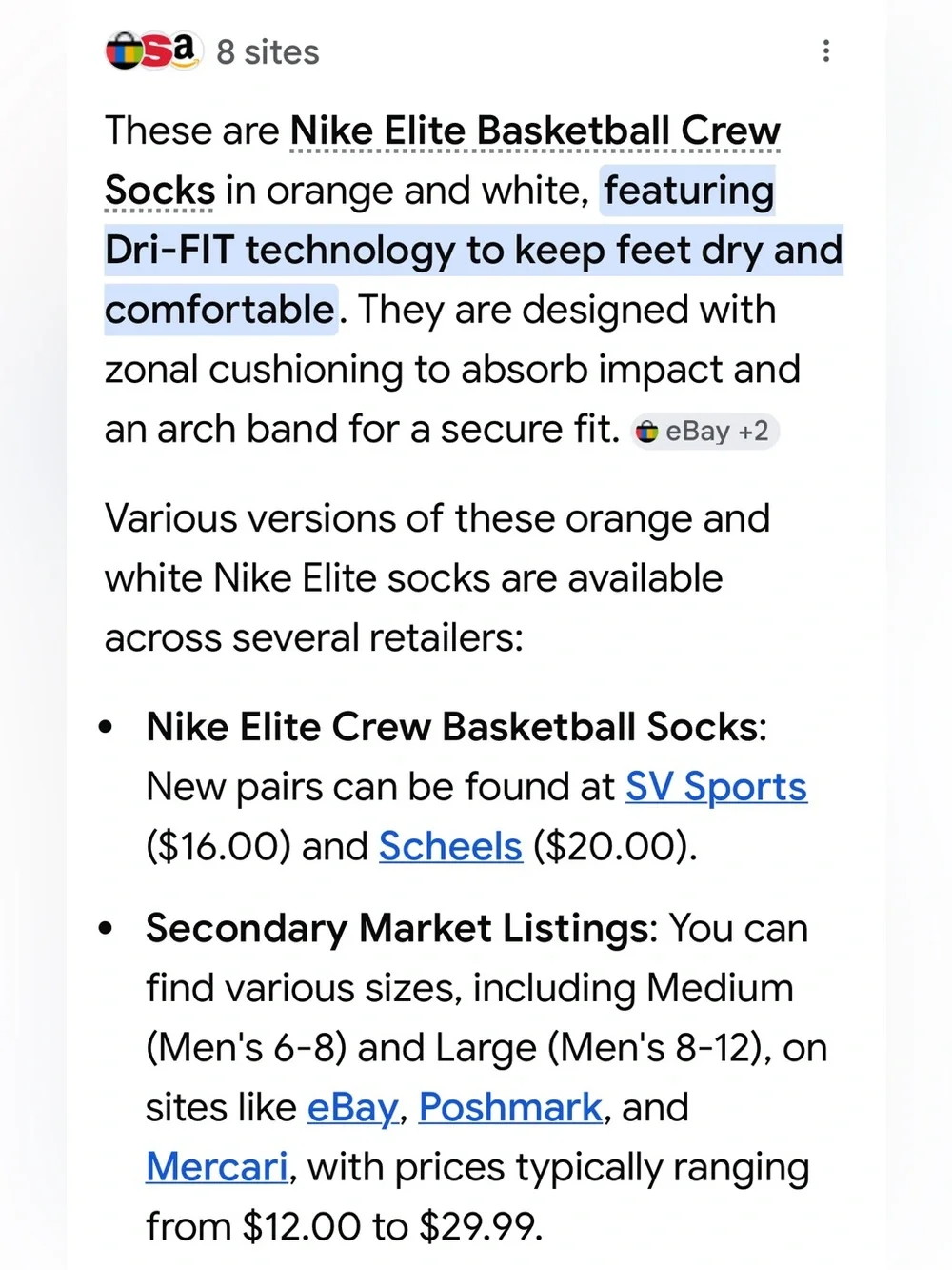 NWT Dri-FIT Elite Crew Basketball Crew Socks Bright Orange with White Accents L
